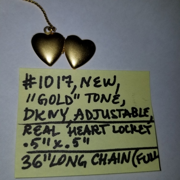 🔻REDUCED❣ ✅1017 NWOT RARE DKNY Logo Gold Tone Metal Necklace - Picture 11 of 14
